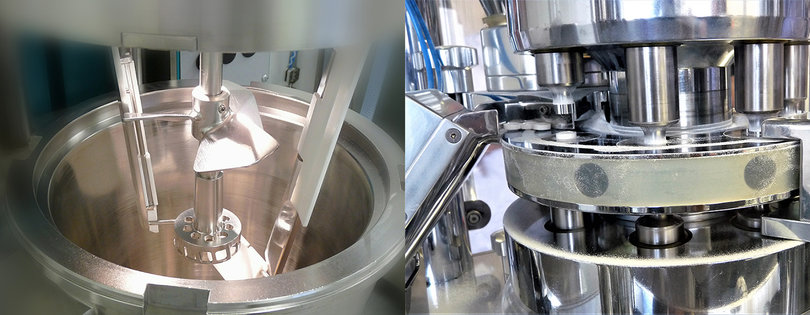 Pilot mixing equipment for the manufacture of emulsions & Rotary press for the production of tablets