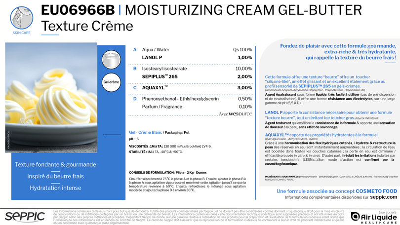 EU06966B - Gel-crème hydratant texture beurre