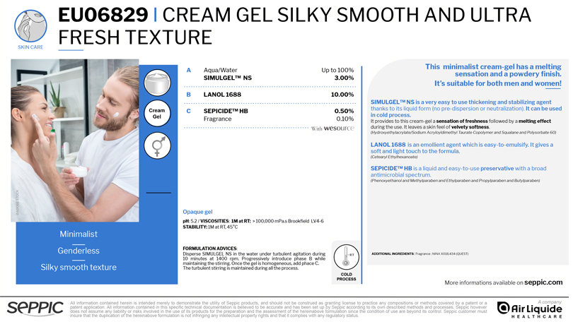 EU06829 - Cream gel silky-smooth and ultra fresh texture